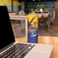 American Samoa Fautasi Skinny Tumbler Bald Eage and Sailfish with Kakau Motifs - Polynesian Pride