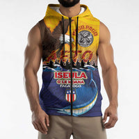 American Samoa Fautasi Sleeveless Zip Hoodie Bald Eage and Sailfish with Kakau Motifs LT03
