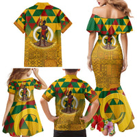 Melanesian Vanuatu Family Matching Mermaid Dress and Hawaiian Shirt With Tapa Tribal Pattern and Triangle Geometric Tricolor LT03 - Polynesian Pride
