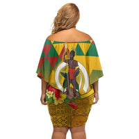 Melanesian Vanuatu Family Matching Off Shoulder Short Dress and Hawaiian Shirt With Tapa Tribal Pattern and Triangle Geometric Tricolor LT03 - Polynesian Pride