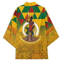Melanesian Vanuatu Kimono With Tapa Tribal Pattern and Triangle Geometric Tricolor LT03 - Polynesian Pride