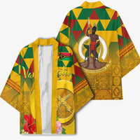 Melanesian Vanuatu Kimono With Tapa Tribal Pattern and Triangle Geometric Tricolor LT03 - Polynesian Pride