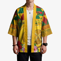 Melanesian Vanuatu Kimono With Tapa Tribal Pattern and Triangle Geometric Tricolor LT03 - Polynesian Pride