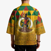 Melanesian Vanuatu Kimono With Tapa Tribal Pattern and Triangle Geometric Tricolor LT03 - Polynesian Pride