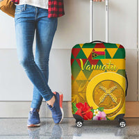 Melanesian Vanuatu Luggage Cover With Tapa Tribal Pattern and Triangle Geometric Tricolor - Polynesian Pride