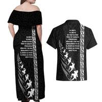 New Zealand Rugby Couples Matching Off Shoulder Maxi Dress and Hawaiian Shirt Haka Dance Tribal God Mask Maori Pattern LT03 - Polynesian Pride