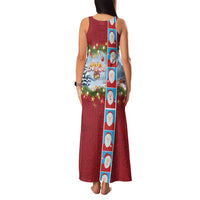 Merry Christmas Family Matching Tank Maxi Dress and Hawaiian Shirt Funny Santa Claus Cards Photo and Polynesian Pattern Red Color LT03 - Polynesian Pride