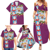 Merry Christmas Family Matching Summer Maxi Dress and Hawaiian Shirt Funny Santa Claus Cards Photo and Polynesian Pattern Pink Color LT03 - Polynesian Pride