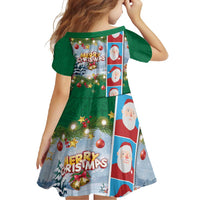 Merry Christmas Family Matching Mermaid Dress and Hawaiian Shirt Funny Santa Claus Cards Photo and Polynesian Pattern Green Color LT03 - Polynesian Pride