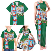 Merry Christmas Family Matching Tank Maxi Dress and Hawaiian Shirt Funny Santa Claus Cards Photo and Polynesian Pattern Green Color LT03 - Polynesian Pride