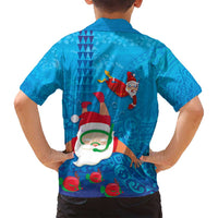 Hawaiian Santa Claus Snorkeling Family Matching Tank Maxi Dress and Hawaiian Shirt Kakau and Polynesian Pattern LT03 - Polynesian Pride