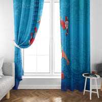 Hawaiian Santa Claus Snorkeling Window Curtain Kakau and Polynesian Pattern