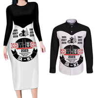South Africa and New Zealand Couples Matching Long Sleeve Bodycon Dress and Long Sleeve Button Shirt Champion History Go Final 2023 Vintage Style LT03 White - Polynesian Pride
