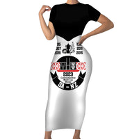 South Africa and New Zealand Short Sleeve Bodycon Dress Champion History Go Final 2023 Vintage Style LT03 Long Dress White - Polynesian Pride