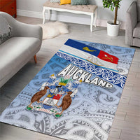 New Zealand Auckland Area Rug Auckland's Flag and Coat of Arms - Koru Art Maori Pattern LT03 - Polynesian Pride