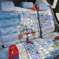 New Zealand Auckland Back Car Seat Cover Auckland's Flag and Coat of Arms - Koru Art Maori Pattern LT03 - Polynesian Pride
