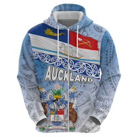 New Zealand Auckland Hoodie Auckland's Flag and Coat of Arms - Koru Art Maori Pattern LT03 - Polynesian Pride
