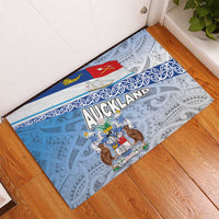 New Zealand Auckland Rubber Doormat Auckland's Flag and Coat of Arms - Koru Art Maori Pattern LT03 - Polynesian Pride