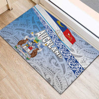 New Zealand Auckland Rubber Doormat Auckland's Flag and Coat of Arms - Koru Art Maori Pattern LT03 - Polynesian Pride
