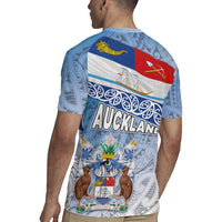 New Zealand Auckland Rugby Jersey Auckland's Flag and Coat of Arms - Koru Art Maori Pattern LT03 - Polynesian Pride