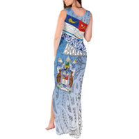 New Zealand Auckland Tank Maxi Dress Auckland's Flag and Coat of Arms - Koru Art Maori Pattern LT03 - Polynesian Pride