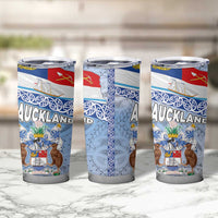 New Zealand Auckland Tumbler Cup Auckland's Flag and Coat of Arms - Koru Art Maori Pattern LT03 - Polynesian Pride