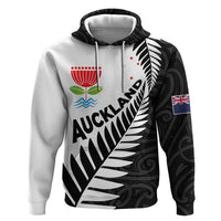 New Zealand Auckland Hoodie Auckland's Emblem and Silver Ferns - Maori Art Tattoo LT03 Pullover Hoodie Light Blue - Polynesian Pride