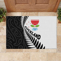 New Zealand Auckland Rubber Doormat Auckland's Emblem and Silver Ferns - Maori Art Tattoo LT03 Light Blue - Polynesian Pride