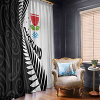 New Zealand Auckland Window Curtain Auckland's Emblem and Silver Ferns - Maori Art Tattoo LT03 - Polynesian Pride