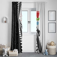 New Zealand Auckland Window Curtain Auckland's Emblem and Silver Ferns - Maori Art Tattoo LT03 - Polynesian Pride