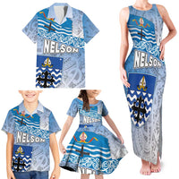 New Zealand Nelson Family Matching Tank Maxi Dress and Hawaiian Shirt Nelson's Flag and Seal - Maori Art Tattoo LT03 - Polynesian Pride