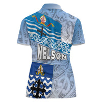 New Zealand Nelson Women Polo Shirt Nelson's Flag and Seal - Maori Art Tattoo LT03 - Polynesian Pride