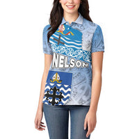 New Zealand Nelson Women Polo Shirt Nelson's Flag and Seal - Maori Art Tattoo LT03 - Polynesian Pride
