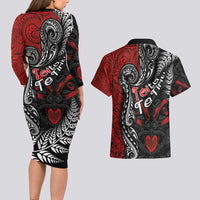 Aotearoa Toitu Te Tiriti Couples Matching Long Sleeve Bodycon Dress and Hawaiian Shirt New Zealand Honour the Treaty - Te Tiriti Is Us LT03 - Polynesian Pride