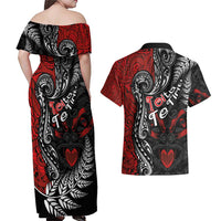 Aotearoa Toitu Te Tiriti Couples Matching Off Shoulder Maxi Dress and Hawaiian Shirt New Zealand Honour the Treaty - Te Tiriti Is Us LT03 - Polynesian Pride