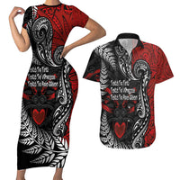 Aotearoa Toitu Te Tiriti Couples Matching Short Sleeve Bodycon Dress and Hawaiian Shirt New Zealand Honour the Treaty - Te Tiriti Is Us LT03 Red - Polynesian Pride