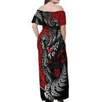 Aotearoa Toitu Te Tiriti Off Shoulder Maxi Dress New Zealand Honour the Treaty - Te Tiriti Is Us LT03 - Polynesian Pride