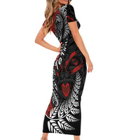 Aotearoa Toitu Te Tiriti Short Sleeve Bodycon Dress New Zealand Honour the Treaty - Te Tiriti Is Us LT03 - Polynesian Pride