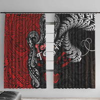Aotearoa Toitu Te Tiriti Window Curtain New Zealand Honour the Treaty - Te Tiriti Is Us LT03 With Hooks Red - Polynesian Pride