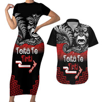 Aotearoa Toitu Te Tiriti Couples Matching Short Sleeve Bodycon Dress and Hawaiian Shirt New Zealand Honour the Treaty - Fight Together LT03 Red - Polynesian Pride
