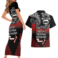 Aotearoa Toitu Te Tiriti Couples Matching Short Sleeve Bodycon Dress and Hawaiian Shirt New Zealand Honour the Treaty - Fight Together LT03 - Polynesian Pride