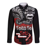 Aotearoa Toitu Te Tiriti Long Sleeve Button Shirt New Zealand Honour the Treaty - Fight Together LT03 Unisex Red - Polynesian Pride