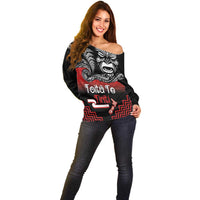 Aotearoa Toitu Te Tiriti Off Shoulder Sweater New Zealand Honour the Treaty - Fight Together LT03 - Polynesian Pride