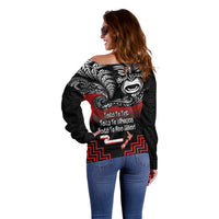 Aotearoa Toitu Te Tiriti Off Shoulder Sweater New Zealand Honour the Treaty - Fight Together LT03 - Polynesian Pride