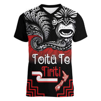 Aotearoa Toitu Te Tiriti Women V-Neck T-Shirt New Zealand Honour the Treaty - Fight Together