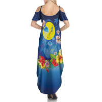 Palau Jellyfish Family Matching Summer Maxi Dress and Hawaiian Shirt Ocean Heritage Tropical Plants LT03 - Polynesian Pride