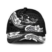 Hawaiian Manta Rays Baseball Net Cap Tribal Hibiscus Polynesian Tattoos Black Color - Polynesian Pride