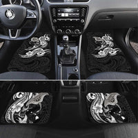 Hawaiian Manta Rays Car Mats Tribal Hibiscus Polynesian Tattoos Black Color LT03 Set 4pcs Black - Polynesian Pride