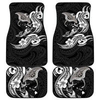 Hawaiian Manta Rays Car Mats Tribal Hibiscus Polynesian Tattoos Black Color LT03 - Polynesian Pride