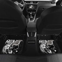 Hawaiian Manta Rays Car Mats Tribal Hibiscus Polynesian Tattoos Black Color LT03 Set 2pcs - Back Black - Polynesian Pride